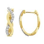 LADIES HOOPS 1/2 CT ROUND DIAMOND 10K YELLOW GOLD