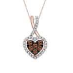 LADIES PENDANT 1/2 CT CHOCOLATE/WHITE ROUND DIAMOND 10K ROSE GOLD