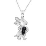 LADIES PENDANT 1/20 CT BLACK ROUND DIAMOND SILVER