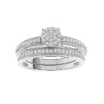 LADIES BRIDAL RING SET 1/3 CT ROUND DIAMOND SILVER