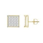 MEN'S EARRINGS 1/10 CT ROUND DIAMOND 10K YELLOW GOLD