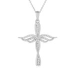 LADIES PENDANT 1/10 CT ROUND DIAMOND 10K WHITE GOLD