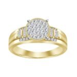 LADIES RING 1/2 CT ROUND/BAGUETTE DIAMOND 10K YELLOW GOLD