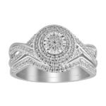 LADIES BRIDAL RING SET 1/3 CT ROUND DIAMOND 10K WHITE GOLD