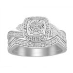 LADIES BRIDAL RING SET 1/3 CT ROUND DIAMOND 10K WHITE GOLD