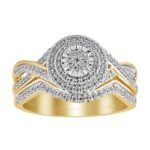 LADIES BRIDAL RING SET 1/3 CT ROUND DIAMOND 10K YELLOW GOLD