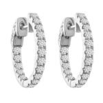 LADIES HOOPS 2 CT ROUND DIAMOND 10K WHITE GOLD
