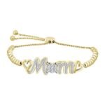 LADIES BRACELET 1/4 CT ROUND DIAMOND SILVER YELLOW PLATED