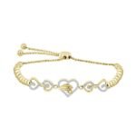 LADIES BRACELET 1/4 CT ROUND DIAMOND SILVER YELLOW PLATED