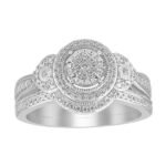 LADIES BRIDAL RING SET 1/4 CT ROUND DIAMOND 10K WHITE GOLD