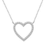 LADIES NECKLACE 1/10 CT ROUND DIAMOND 10K WHITE GOLD