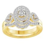 LADIES BRIDAL RING SET 3/4 CT ROUND DIAMOND 14K YELLOW GOLD