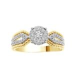LADIES BRIDAL RING SET 1/2 CT ROUND DIAMOND 14K YELLOW GOLD