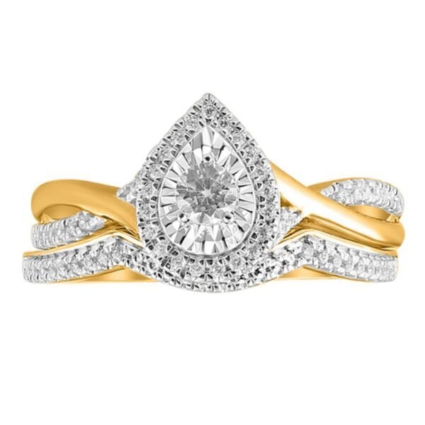 LADIES BRIDAL RING SET 1/3 CT ROUND DIAMOND 10K YELLOW GOLD