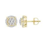 LADIES EARRINGS 1/2 CT ROUND DIAMOND 10K YELLOW GOLD