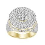 MEN'S RING 5 CT ROUND DIAMOND 14K YELLOW GOLD
