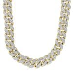 MEN'S NECKLACE 3 CT ROUND DIAMOND 10K YELLOW GOLD
