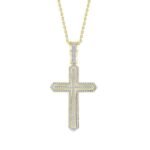 MEN'S CROSS 1/2 CT ROUND DIAMOND 10K YELLOW GOLD