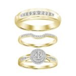LADIES TRIO RING SET 1/2 CT ROUND DIAMOND 10K YELLOW GOLD