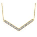 LADIES NECKLACE 1/6 CT ROUND DIAMOND 10K YELLOW GOLD