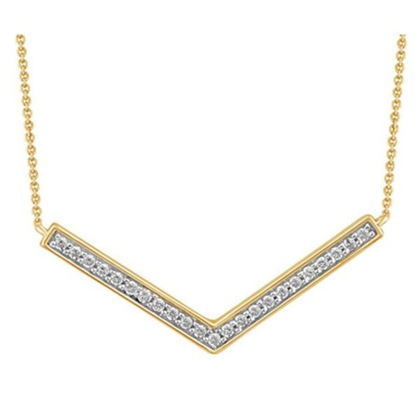 LADIES NECKLACE 1/6 CT ROUND DIAMOND 10K YELLOW GOLD