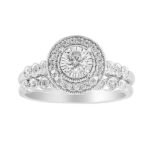 LADIES BRIDAL RING SET 1/2 CT ROUND DIAMOND 14K WHITE GOLD