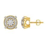 MEN'S EARRINGS 1/2 CT ROUND DIAMOND 10K YELLOW GOLD