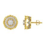MEN'S EARRINGS 1/2 CT ROUND DIAMOND 10K YELLOW GOLD