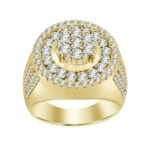 MEN'S RING 3 CT ROUND DIAMOND 14K YELLOW GOLD