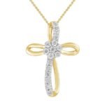LADIES PENDANT 1/10 CT ROUND DIAMOND 10K YELLOW GOLD