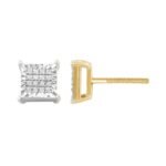 MEN'S EARRINGS 1/10 CT ROUND DIAMOND 10K YELLOW GOLD