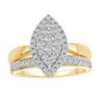 LADIES BRIDAL RING SET 3/4 CT ROUND DIAMOND 14K YELLOW GOLD