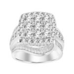 LADIES RING 4 CT ROUND/BAGUETTE DIAMOND 10K WHITE GOLD