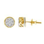 MEN'S EARRING 1/4 CT ROUND DIAMOND 10K YELLOW GOLD
