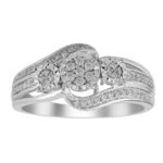 LADIES BRIDAL RING SET 1/4 CT ROUND DIAMOND 14K WHITE GOLD
