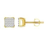 MEN'S EARRINGS 1/6 CT ROUND DIAMOND 10K YELLOW GOLD