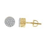 MEN'S EARRINGS 1/10 CT ROUND DIAMOND 10K YELLOW GOLD