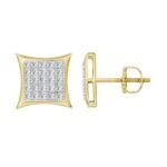 MEN'S EARRINGS 1/6 CT ROUND DIAMOND 10K YELLOW GOLD