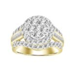 LADIES RING 2 CT ROUND/BAGUETTE DIAMOND 10K YELLOW GOLD