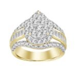 LADIES RING 2 CT ROUND/BAGUETTE DIAMOND 10K YELLOW GOLD