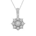 LADIES PENDANT 1/4 CT ROUND/BAGUETTE DIAMOND 10K WHITE GOLD