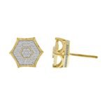 MEN'S EARRINGS 1/4 CT ROUND DIAMOND 10K YELLOW GOLD