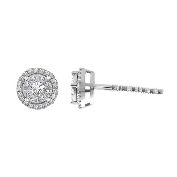 LADIES EARRINGS 1/3 CT ROUND DIAMOND 10K WHITE GOLD