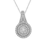 LADIES PENDANT WITH CHAIN 1/3 CT ROUND DIAMOND 10K WHITE GOLD
