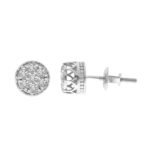 MEN'S EARRINGS 1/4 CT ROUND DIAMOND 10K WHITE GOLD