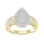 LADIES RING 1/2 CT ROUND/BAGUETTE DIAMOND 10K YELLOW GOLD