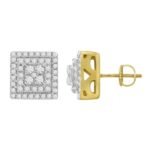 LADIES EARRINGS 1/4 CT ROUND DIAMOND 10K YELLOW GOLD