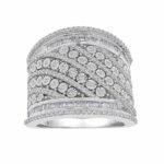 LADIES RING 1 CT ROUND/BAGUETTE DIAMOND 10K WHITE GOLD
