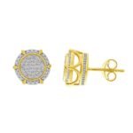 MEN'S EARRINGS  1/3 CT ROUND DIAMOND 10K YELLOW GOLD