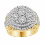 MEN'S RING 3 CT ROUND DIAMOND 10KT YELLOW GOLD